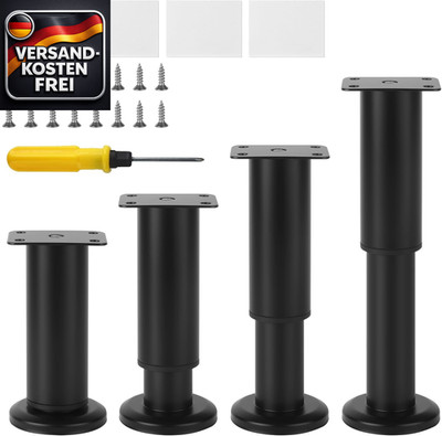 4 Stück Möbelfüße 12-18 Cm, Höhenverstellbare Füße Mit 1 Schraubendreher Und Kle