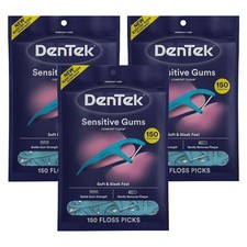 Comfort Clean Sensitive Gums Floss Picks Soft Silky Ribbon 150 Count 3 Pack