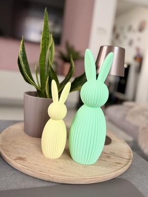 Osterhase Deko 3D gedruckter Hase verschiedene Farben Set 2 Stück Easter