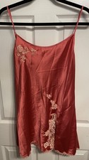 Vtg Victoria Secret ANGELS Label Liquid Satin Lace Slip Dress Nightie Sz L Shiny