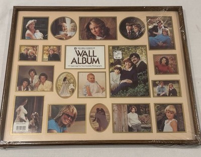 Vtg 1980s Kmart Picture Collage Frame Wall Wood Oak Photo Album Retro 16x20 PROP
