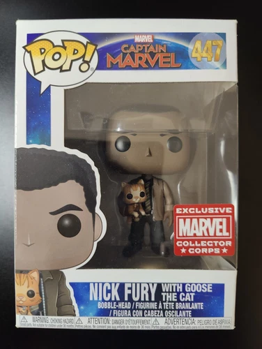 Funko Pop! Nick Fury with Goose the Cat #447 Captain Marvel Exclusive Collector