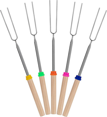 5 Pack Extendable Stainless Steel Roasting Sticks 32'' for S'Mores Hot Dogs