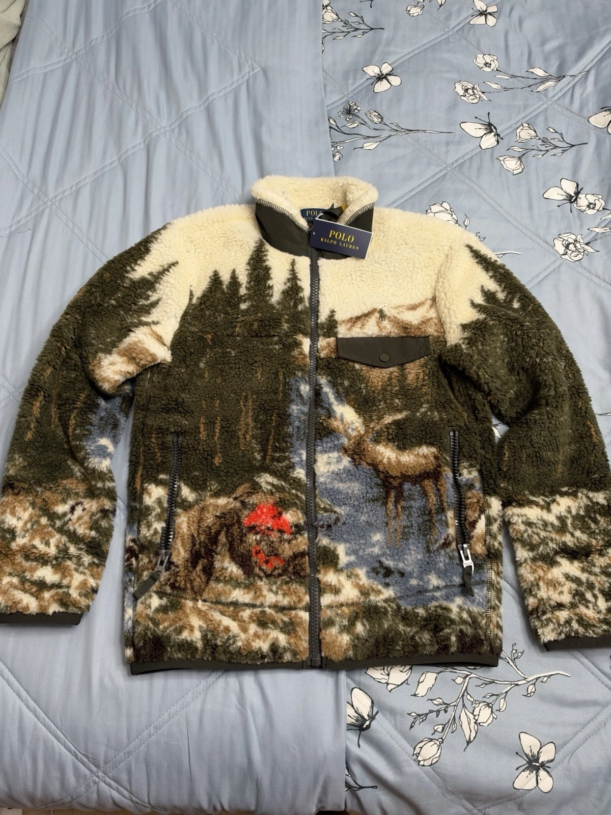 Polo Ralph Lauren High Pile Fleece Sportsman Country Scenic Wildlife Jacket XS image 1