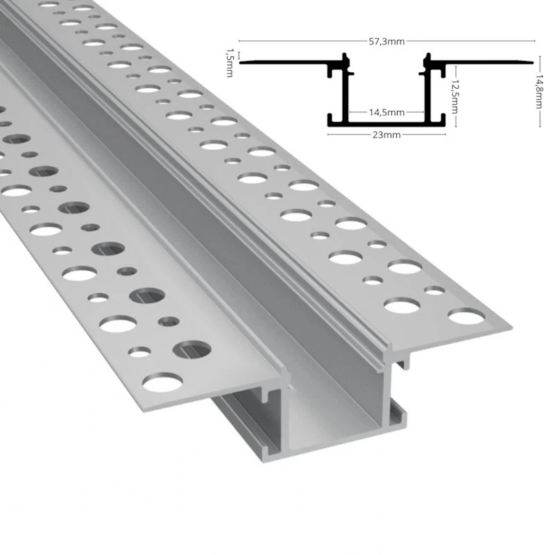 5x Einbau Profil TROCKENBAU-14 Einputz Rigips ALU Leiste für Led Stripes 1m 2m - Bild 1 von 1
