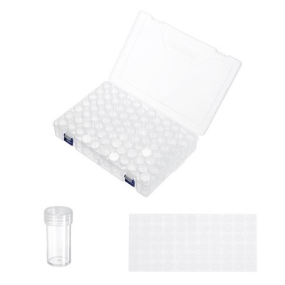 80 Slots Bead Storage Containers, Clear Plastic Bead Boxes with Labels
