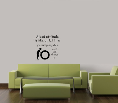 A BAD ATTITUDE IS LIKE A FLAT TIRE VINYL WALL DECAL QUOTE WALL STICKER LETTERING