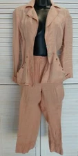 DIDIER PARAKIAN linen 2 piece outfit jacket 3/4 pant Size 38