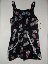 One Step Up girls M 10-12 floral print romper black kawaii nwt