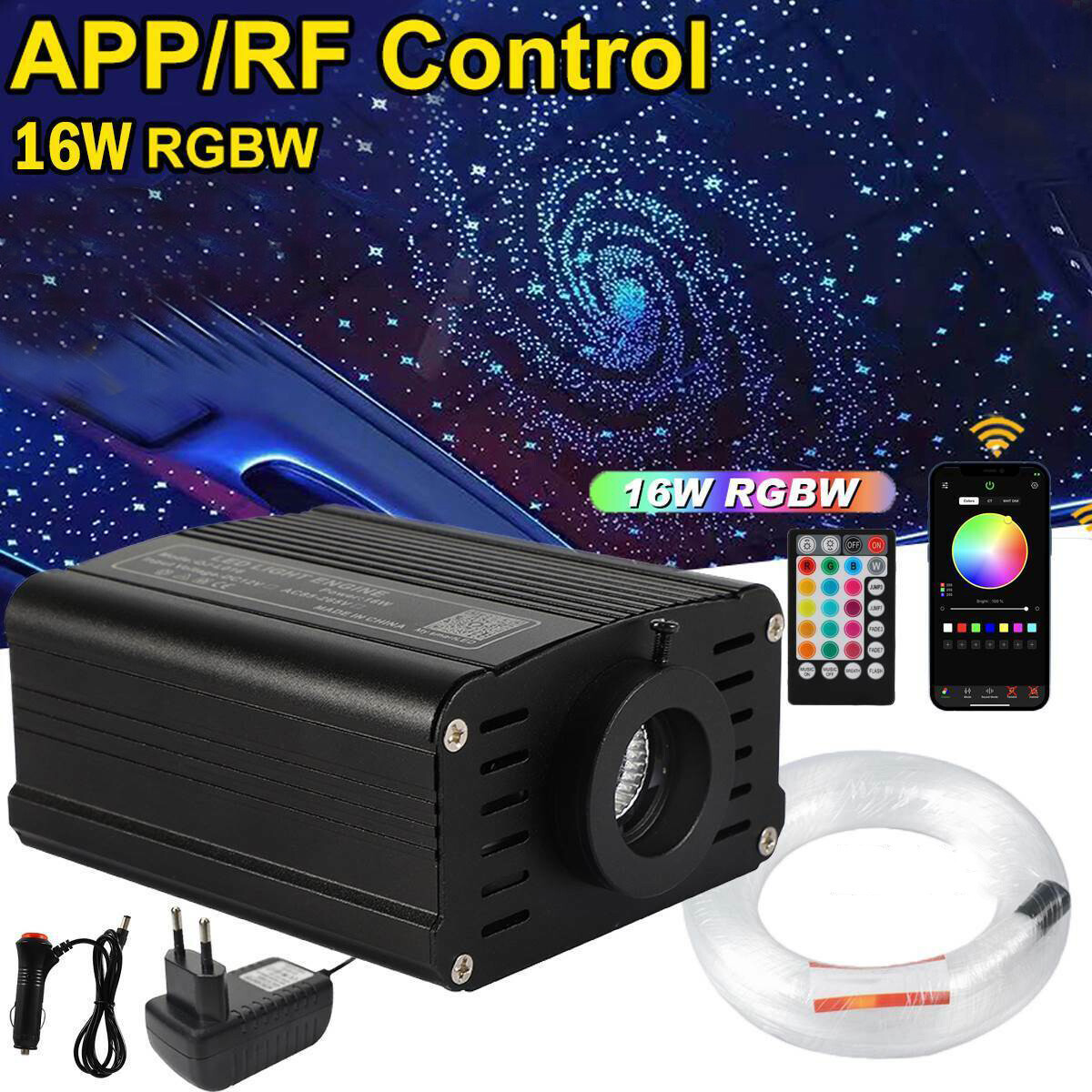 550pcs Fiber Optic LED Car/Home Headliner Roof Ceiling 16W RGBW Star Light Kit