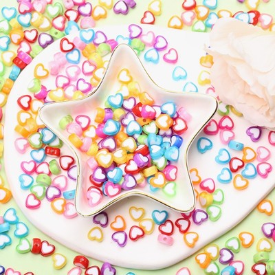100 Pcs For DIY Necklace Bracelet Accessories Heart shaped beads Acrylic Beads