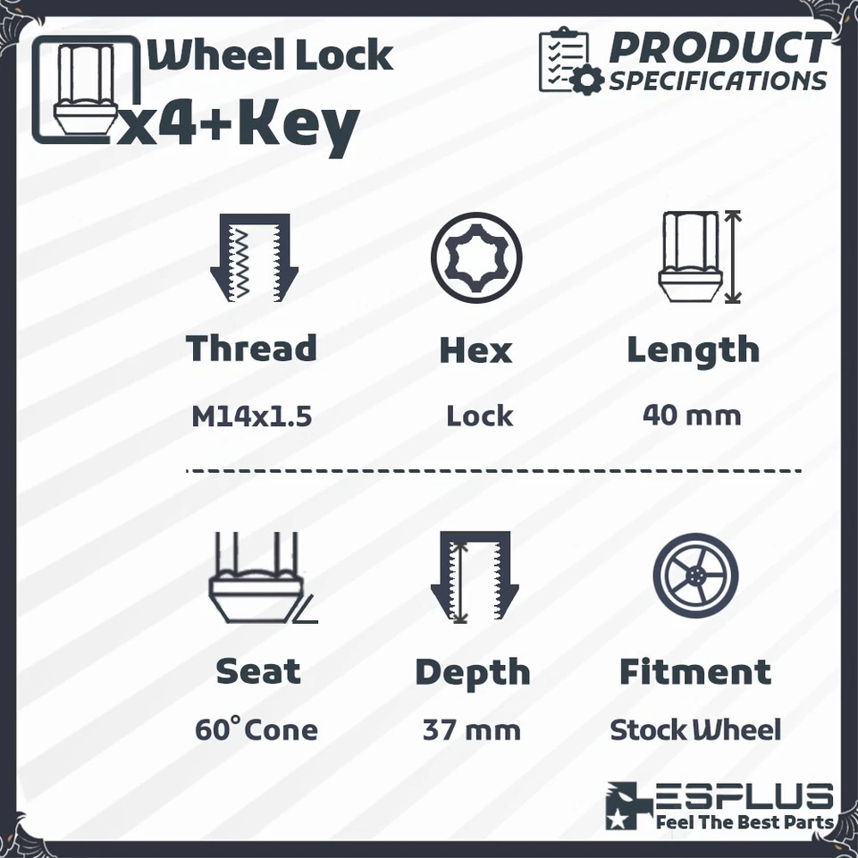 24 Pc Jeep OEM Wheel Lock Black M14x1.5 Fit 2022-Latest Wagoneer/Grand Wagoneer - Image 2 of 4