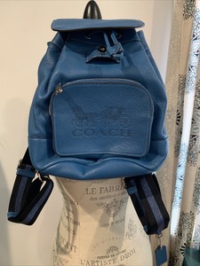coach blue leather backpack