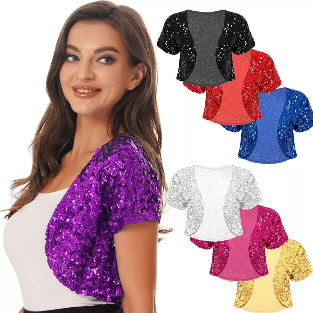 Short sleeve sequin clearance jacket