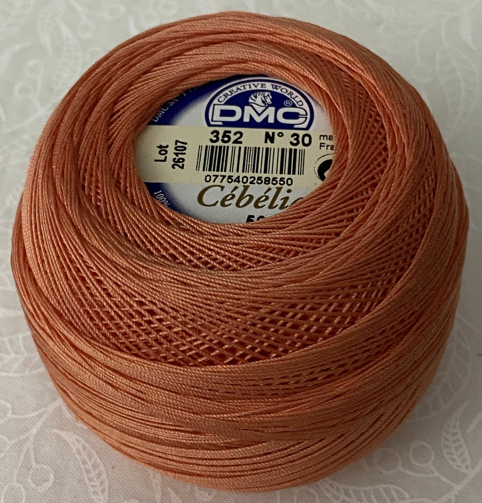 DMC Cebelia Combed Cotton Crochet Thread Size 30, 50g Ball, Colour 352