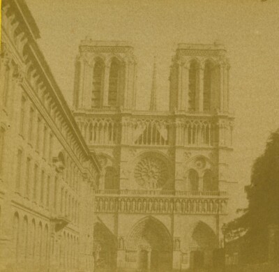 Frankreich Paris Zweites Kaiserreich Notre Dame Kathedrale Fassade altes Stereo Foto 1865