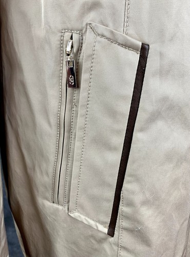 Cole Haan Women's Leather Trim Short Beige Trench Coat sz M (12359) - Picture 3 of 11