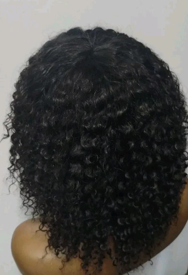 Brazilian Human Hair Afro Kinky Curly Short  Wig 12inches - Image 3 of 4