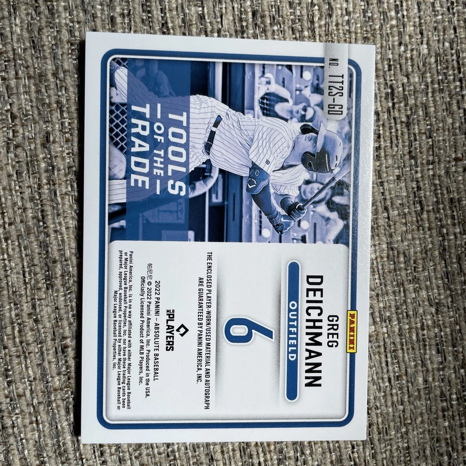 2022 Panini Absolute Tools of The Trade Patch AUTO RED Greg Deichmann #’d /75 RC - Image 3 of 3