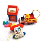 Lot of Fisher Price and Playskool Vintage 1980s Toys - Firetruck, mailbox, phone