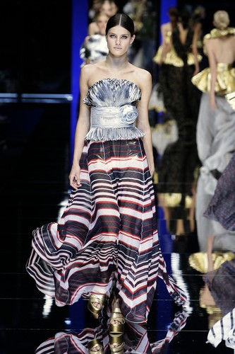 D&G, Abito maxi DOLCE & GABBANA D&G vintage seta righe rosetta bustier 38 2