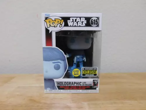 New Funko Pop Star Wars Exclusive #615 Holographic Luke Skywalker bobble-head