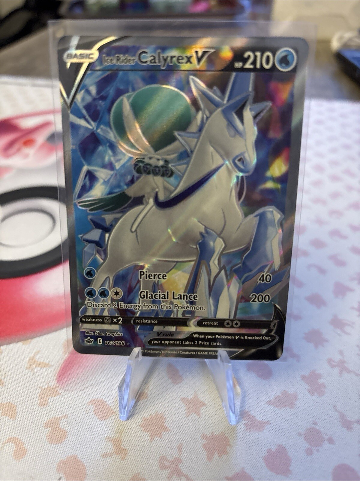 Ice Rider Calyrex V 163/198 Full Art Chilling Reign Pokemon Card NM