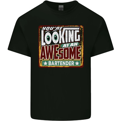 Youre Looking at an Awesome Bartender Herren Baumwolle T-Shirt Tee Oberteil