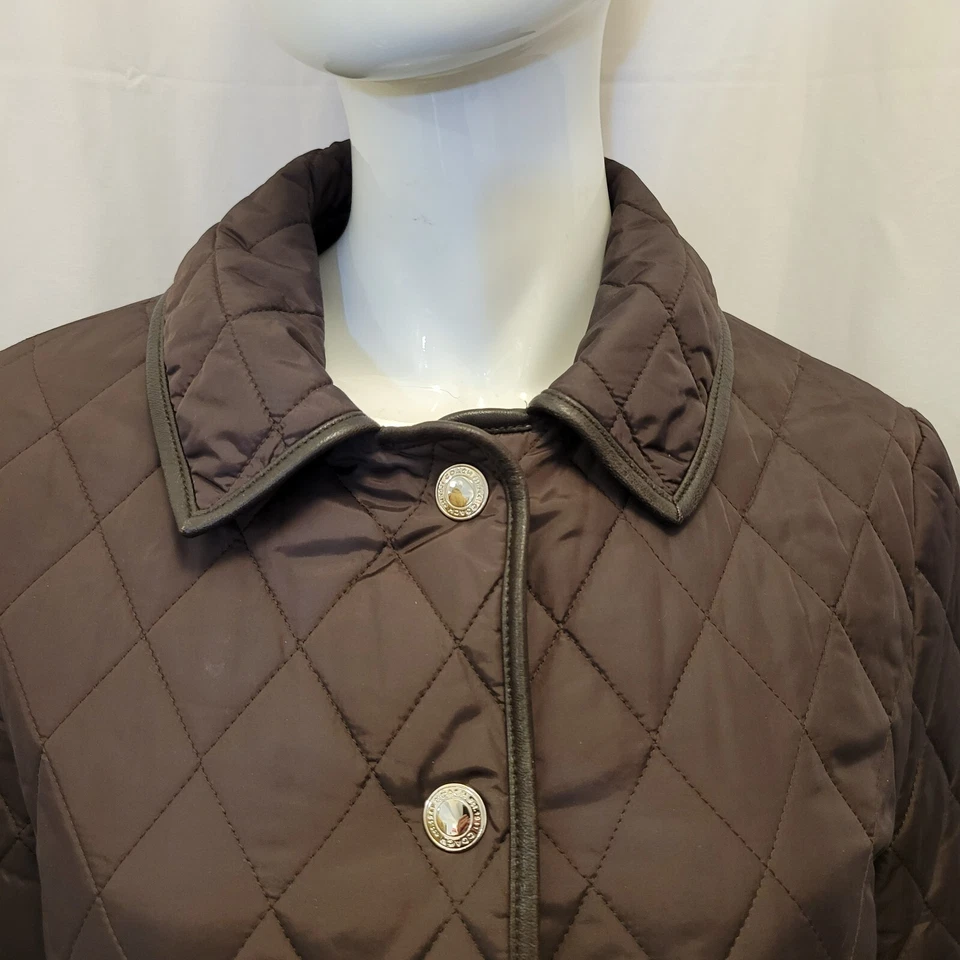 Coach jacket womens medium brown 100% nylon shell quilted lining snaps VTG Korea - Image 2 of 4