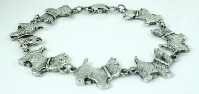Cute Norwich Terrier Dog Bracelet antique silver plated 7''