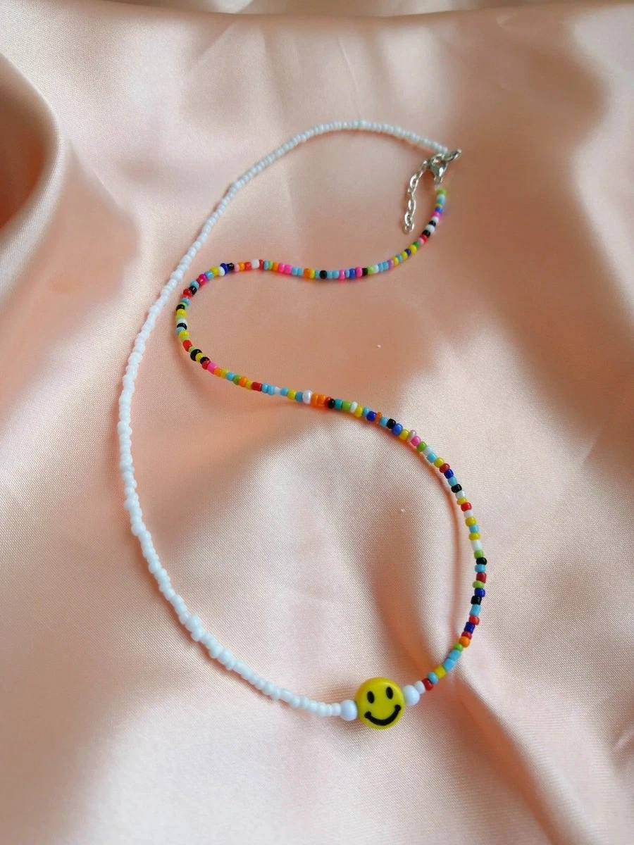 Smiley Charm Tie Dye Gemstone Bead Necklace | Dana Levy Ltd