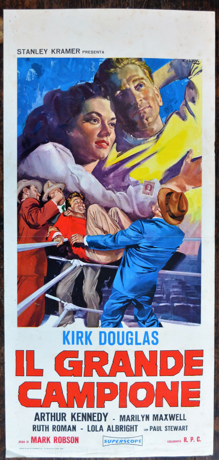 Locandina originale film Il grande campione (1950) - Regia di Mark Robson