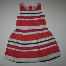 New Gymboree Girls 6 Year Dress Party Fancy Coral Red White Stripes Lined Knee