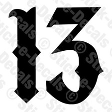 Number 13 Vinyl Die Cut Decal Sticker Lucky Thirteen Biker Chopper Motorcycle Number 13 Vinyl Die Cut Decal Sticker Lucky Thirteen Biker Chopper Motorcycle