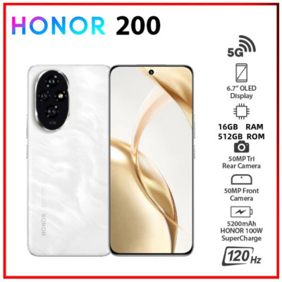 HONOR 200 5G Android SmartPhone (16GB+512GB/Unlocked/6.7''/Dual SIM/Octa Core)
