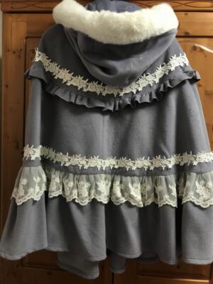 axes femme kawaii rose ruffle cape coat light blue | eBay