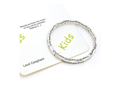 Silvertone ''Matthew 5:4'' Kids Stretch Bracelet ~ Gift Idea!