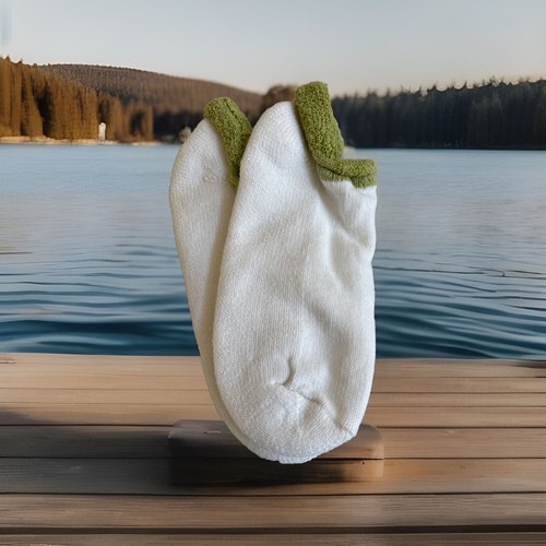 Mens Vintage Acrylic Blend Socks Roll Lite Green Ankle Size 9-11 White low 90s