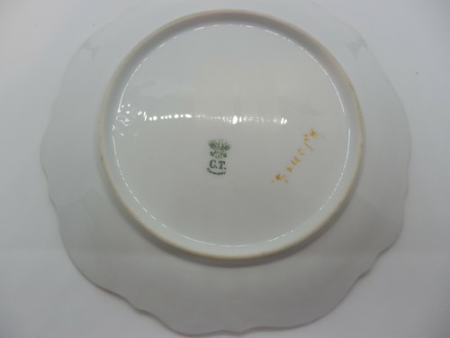 VTG Carl Tielsch C.T. Altwasser Germany Pink Carnations Flower Scalloped Plate - Picture 2 of 4