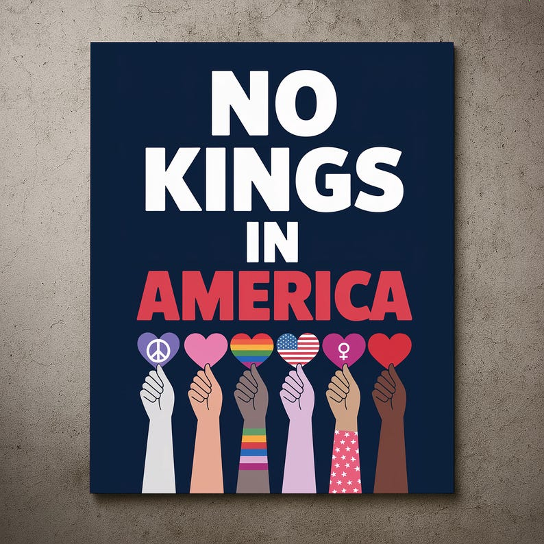 No Kings In America 1776 Protest Poster Political Activist Print Unframed  
