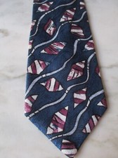 Adolfo Brand NECK TIE -Novelty Fish Waves Print on Deep Blue Background
