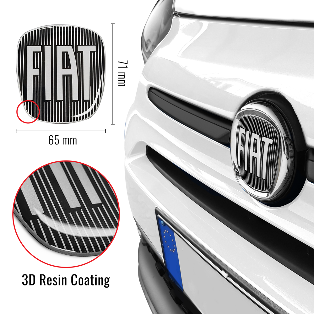 Adesivo Fiat 3D Ricambio Logo Anteriore Posteriore per 500 | Wish