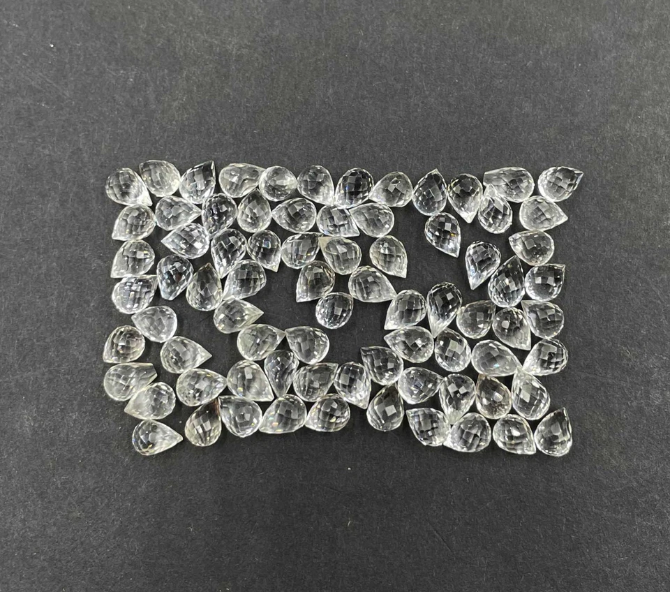 Natural Crystal Quartz Briolette Cut Loose Gemstone Lot 83 Pcs 5*7-5*8 MM 94 CT - Image 4 of 4