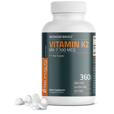 Bronson Vitamin K2 MK-7 100 MCG, 360 Vegetarian Tablets