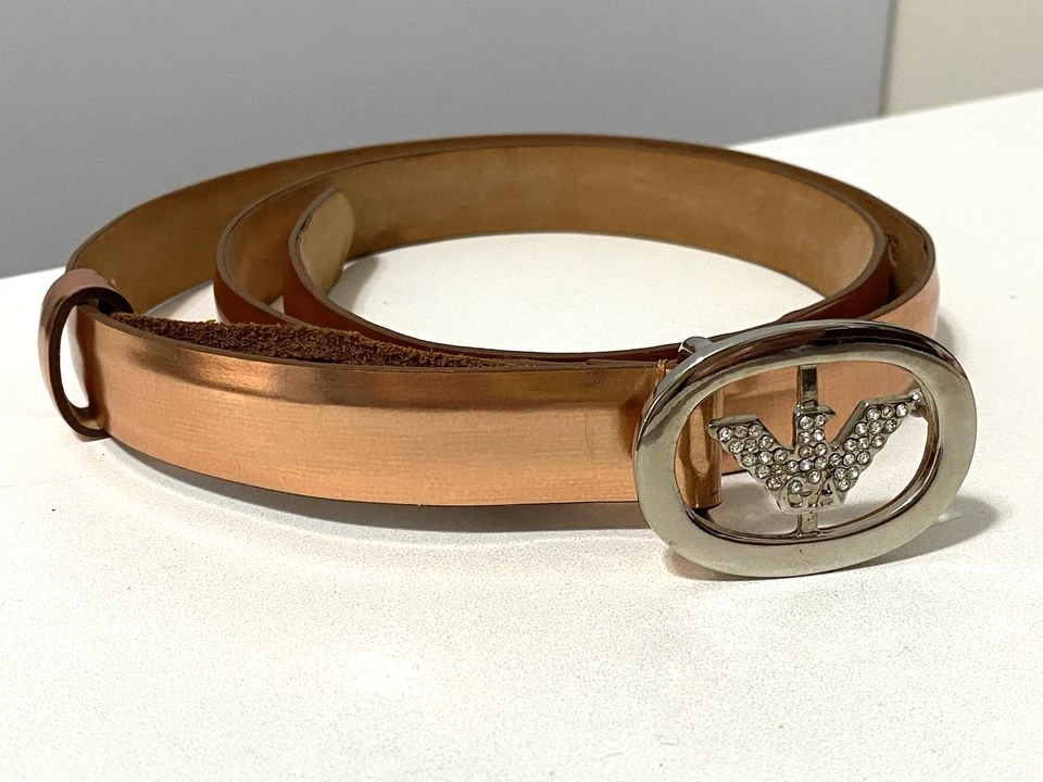 Cinturón de cuero vintage para mujer Giorgio Armani logotipo águila hecho en Italia talla 40 Foto 2 de 4