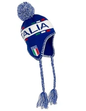Just 4 Kicks Youth Italy Peruvian Hat Pom Pom Beanie Kids Italia