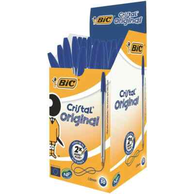 BIC PENS Cristal Mittel Kugelschreiber Biros (BLAU) 1 bis 50 MENGE WÄHLBAR