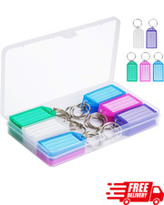 20 Pack Plastic Key Tags with Rings Label Window Storage Case 5 Colors