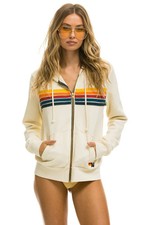 Aviator Nation 5 Stripe zippered hoodie Color: Vintage White Size: Medium