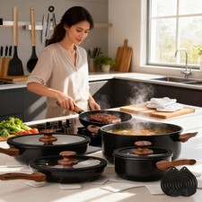 20PCS Kitchen Cookware Set Non-Stick Granite Pots and Sauce Pans Set Induction